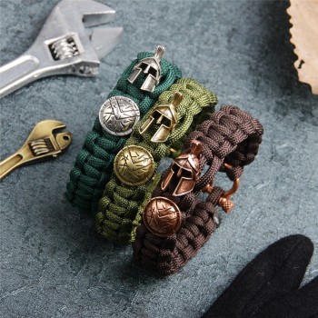 Outdoor Survival Men Bracelet Spartan Helmet Umbrella Rope Bracelets Pulseira Luxury Handmade Rope Bracelet Retro Ladies Jewelry