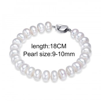 Lindo Classic 8-9mm Natural Pearl Bracelets For Women Elegant 18/20cm High Luster Freshwater Pearl Bracelet Silver 925 Jewelry
