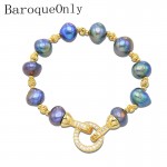 BaroqueOnly High Quality Natural Freshwater Pearl Bracelets ROUND CLASP mixed-colour irregular Pearl Jewelry customizable