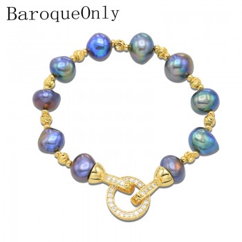 BaroqueOnly High Quality Natural Freshwater Pearl Bracelets ROUND CLASP mixed-colour irregular Pearl Jewelry customizable