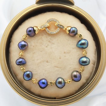 BaroqueOnly High Quality Natural Freshwater Pearl Bracelets ROUND CLASP mixed-colour irregular Pearl Jewelry customizable