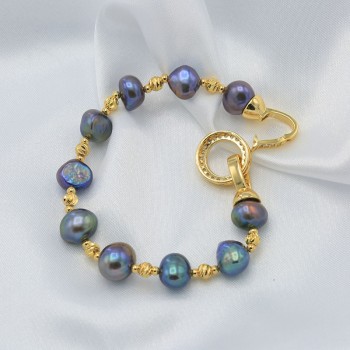 BaroqueOnly High Quality Natural Freshwater Pearl Bracelets ROUND CLASP mixed-colour irregular Pearl Jewelry customizable