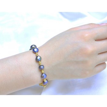 BaroqueOnly High Quality Natural Freshwater Pearl Bracelets ROUND CLASP mixed-colour irregular Pearl Jewelry customizable