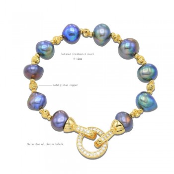 BaroqueOnly High Quality Natural Freshwater Pearl Bracelets ROUND CLASP mixed-colour irregular Pearl Jewelry customizable
