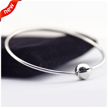 100% 925 Sterling Silver Jewelry Essence Collection Bracelet Argent Sterling-Silver-Jewelry Round Clasp Charms Bangles for Women
