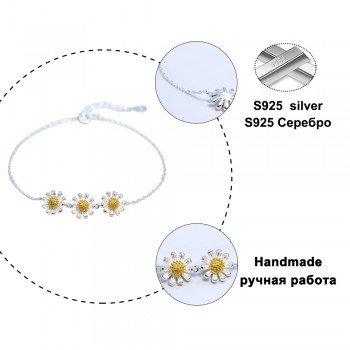 LARGERLOF 925 Sterling silver Bracelet Women Bracelet Silver Handmade Fine Jewelry Flower Chains Link bracelets  BR49003
