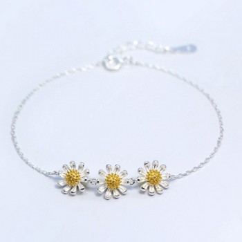LARGERLOF 925 Sterling silver Bracelet Women Bracelet Silver Handmade Fine Jewelry Flower Chains Link bracelets  BR49003