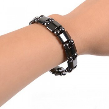 1Pc Weight Loss Round Black Stone Magnetic Therapy Bracelet Health Care Magnetic Hematite Stretch Bracelets For Men Women 2018