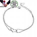 OMHXZJ Wholesale Personality Fashion OL Woman Girl Party Wedding Gift White Hollow Heart 925 Sterling Silver Bracelet BR38