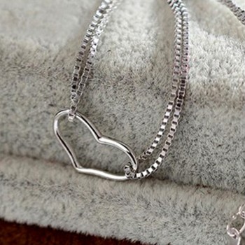 OMHXZJ Wholesale Personality Fashion OL Woman Girl Party Wedding Gift White Hollow Heart 925 Sterling Silver Bracelet BR38