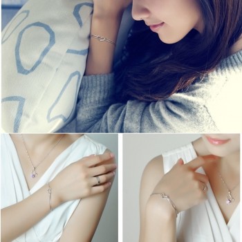 OMHXZJ Wholesale Personality Fashion OL Woman Girl Party Wedding Gift White Hollow Heart 925 Sterling Silver Bracelet BR38