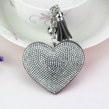 Fashion Car Play Full Crystal Rhinestone Heart Key Chain Bling Gold Silver Chain Keychain Bag Car Hanging Pendant Jewelry
