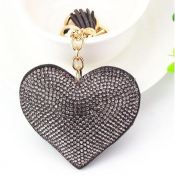Fashion Car Play Full Crystal Rhinestone Heart Key Chain Bling Gold Silver Chain Keychain Bag Car Hanging Pendant Jewelry