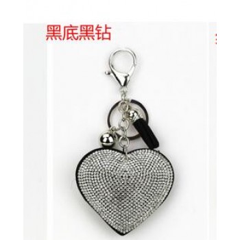 Fashion Car Play Full Crystal Rhinestone Heart Key Chain Bling Gold Silver Chain Keychain Bag Car Hanging Pendant Jewelry