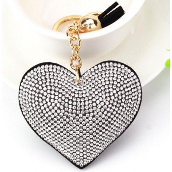 Fashion Car Play Full Crystal Rhinestone Heart Key Chain Bling Gold Silver Chain Keychain Bag Car Hanging Pendant Jewelry
