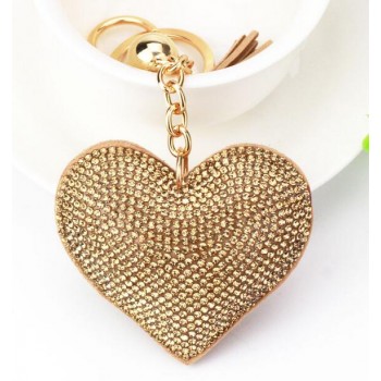 Fashion Car Play Full Crystal Rhinestone Heart Key Chain Bling Gold Silver Chain Keychain Bag Car Hanging Pendant Jewelry