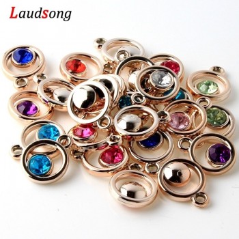 50Pcs Rose Gold Silver Color Acrylic Drill Heart Charm Pendants For Jewelry Making Bracelet necklace Accessories Findings