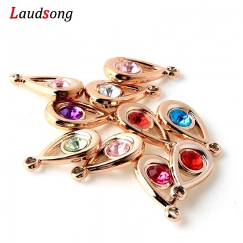50Pcs Rose Gold Silver Color Acrylic Drill Heart Charm Pendants For Jewelry Making Bracelet necklace Accessories Findings