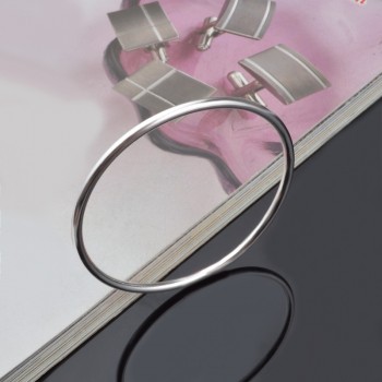 OMHXZJ Wholesale Personality Fashion OL Woman Girl Party Gift Silver Simple Thin 925 Sterling Silver Cuff Bangle Bracelet BR151