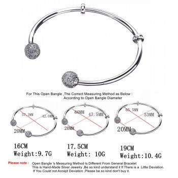 Slovecabin 2017 New Unique Moment Open Bangle Bracelet For Women 925 Sterling Silver Pave Stone Open Bangle For Bead DIY Jewelry