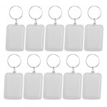 10pcs Rectangle Blank Insert Photo Picture Frame Split Ring Keychain (5*3.3cm)