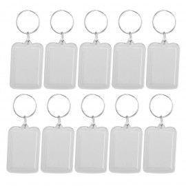10pcs Rectangle Blank Insert Photo Picture Frame Split Ring Keychain (5*3.3cm)