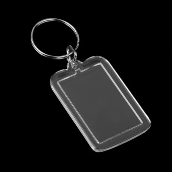 10pcs Rectangle Blank Insert Photo Picture Frame Split Ring Keychain (5*3.3cm)