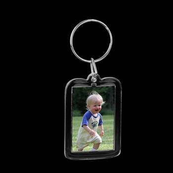 10pcs Rectangle Blank Insert Photo Picture Frame Split Ring Keychain (5*3.3cm)