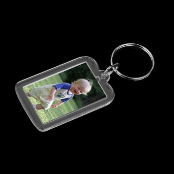 10pcs Rectangle Blank Insert Photo Picture Frame Split Ring Keychain (5*3.3cm)