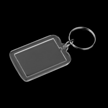 10pcs Rectangle Blank Insert Photo Picture Frame Split Ring Keychain (5*3.3cm)