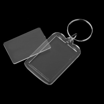 10pcs Rectangle Blank Insert Photo Picture Frame Split Ring Keychain (5*3.3cm)