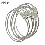 10pcs Screw Locking Stainless Steel Wire Keychain Cable Rope Key Holder Keyring Key Chain Rings Cable Outdoor Hiking Keychains