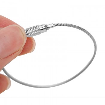 10pcs Screw Locking Stainless Steel Wire Keychain Cable Rope Key Holder Keyring Key Chain Rings Cable Outdoor Hiking Keychains