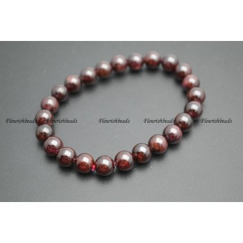 8mm Natural Garnet Stone Round Beads Elastic Line Beaded Bracelets Fashion Woman Jewelry