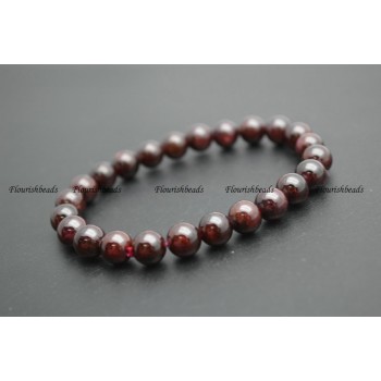 8mm Natural Garnet Stone Round Beads Elastic Line Beaded Bracelets Fashion Woman Jewelry