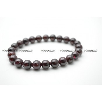 8mm Natural Garnet Stone Round Beads Elastic Line Beaded Bracelets Fashion Woman Jewelry