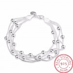 LEKANI 925 delicate silver bracelet, 925 Sterling Silver Fine jewelry Five Line Balls Bracelet bangles Pulseiras de Prata