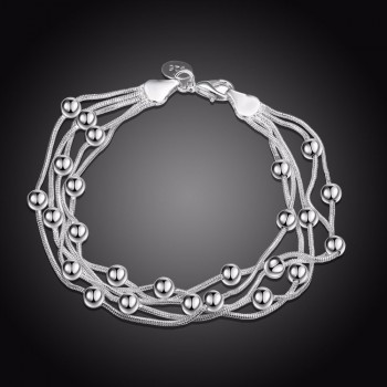 LEKANI 925 delicate silver bracelet, 925 Sterling Silver Fine jewelry Five Line Balls Bracelet bangles Pulseiras de Prata