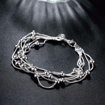 LEKANI 925 delicate silver bracelet, 925 Sterling Silver Fine jewelry Five Line Balls Bracelet bangles Pulseiras de Prata