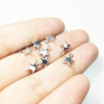 Eruifa 20pcs 6mm Mini  Star Zinc Alloy necklace,earring bracelet jewelry DIY handmade 2 colors Gold and Rhodium silver