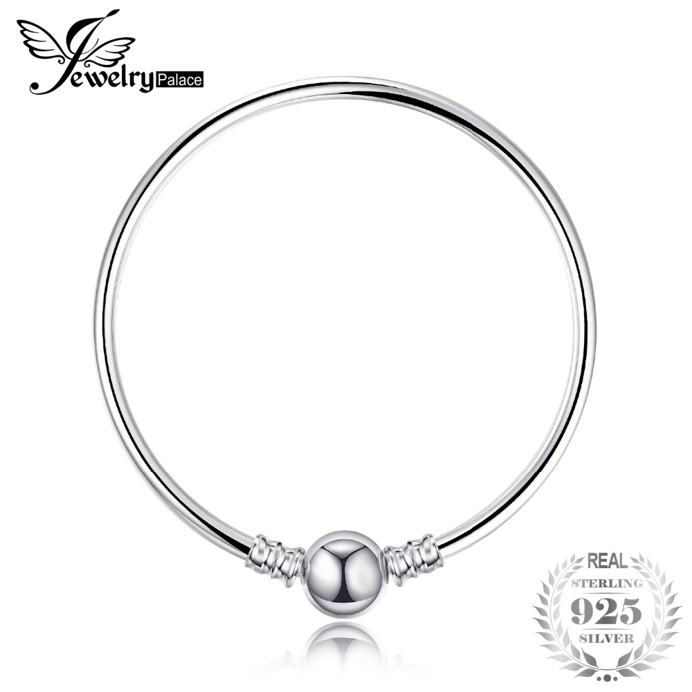 JewelryPalace 100% Genuine 925 Sterling Silver SiLver Charm Bangle BraceLets Anniversary Gifts For Women Fashion Jewelry New