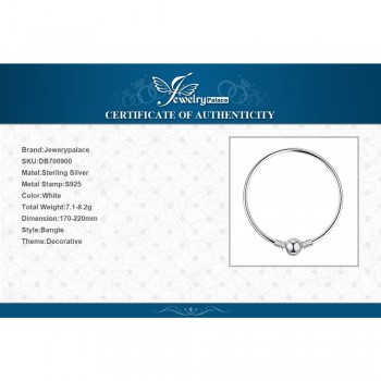 JewelryPalace 100% Genuine 925 Sterling Silver SiLver Charm Bangle BraceLets Anniversary Gifts For Women Fashion Jewelry New