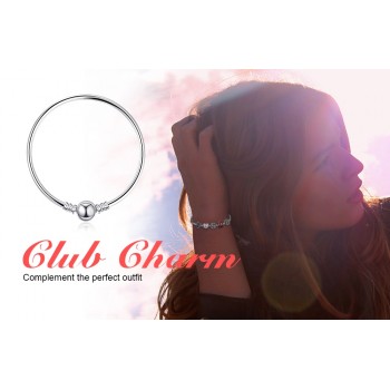 JewelryPalace 100% Genuine 925 Sterling Silver SiLver Charm Bangle BraceLets Anniversary Gifts For Women Fashion Jewelry New