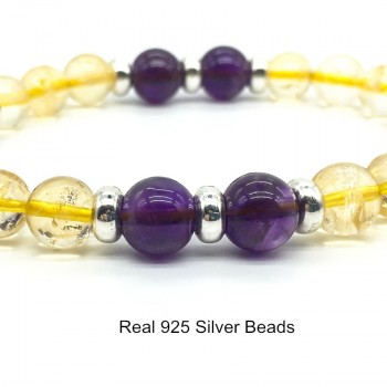 8mm Natural Aquamarine Bead Bracelet Women 925 Silver Charms Citrine Beads Bracelet Ladies Amethyst Natural Stone Bracelet Femme