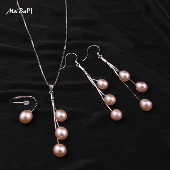 MeiBaPJ Natural Pearl Bridal Jewelry Sets For Women Long Tassel Earrings Necklaces Top Quality With Gift Box TZ-008Y