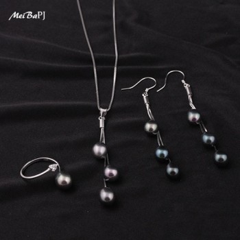 MeiBaPJ Natural Pearl Bridal Jewelry Sets For Women Long Tassel Earrings Necklaces Top Quality With Gift Box TZ-008Y