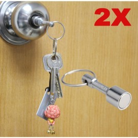 2Pcs NEW Super-Strong Neodymium Pocket Chain Split Ring Keyrings Magnet Holder Hot Sale @M23