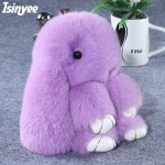 ISINYEE Cute Pluff Bunny Rabbit Keychain Lovely Panda Bear Animal Key Chains Women Girls Bag Car Pom Pom Pompom Fake Fur Keyring