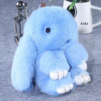ISINYEE Cute Pluff Bunny Rabbit Keychain Lovely Panda Bear Animal Key Chains Women Girls Bag Car Pom Pom Pompom Fake Fur Keyring