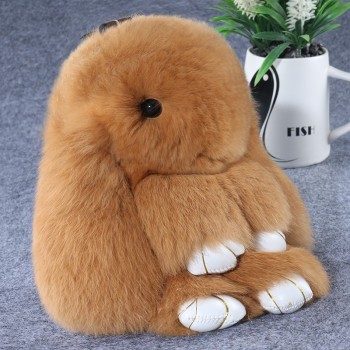 ISINYEE Cute Pluff Bunny Rabbit Keychain Lovely Panda Bear Animal Key Chains Women Girls Bag Car Pom Pom Pompom Fake Fur Keyring